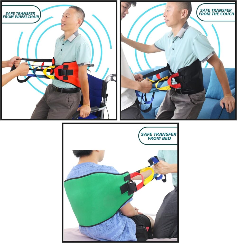 Leetye Mei Transfer Sling for Lifting Seniors,Transfer Belt with Widened Back Curve Design, Transfer Boards for Bedridden Patient, Bed Assist Handle, Back Lift Belt for Patient Care (Orange)