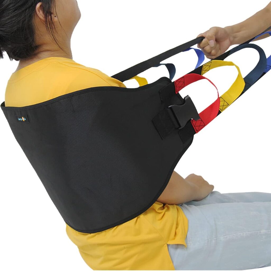 Leetye Mei Transfer Sling for Seniors, Widened Back Curve Design Transfer Belt for Movement, Transfer Boards for Bedridden Patient, Bed Assist Handle, Back Lift Belt for Patient Care (Blue)