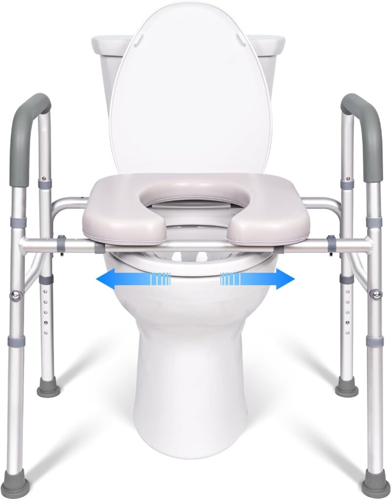 LimLuc Raised Toilet Seat with Handles, Width and Height Adjustable Raised Toilet Seat with Arms and Widen Seat, Up to 400lbs, Raised Toilet Seat for Seniors, Handicap, Pregnant, Fits Any Toilet