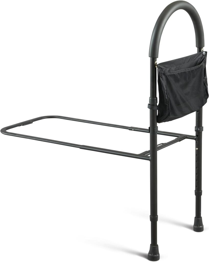 Medline Bed Assist Bar with Storage Pocket, Height Adjustable Bed Rail for Elderly Adults, Assistance for Getting In and Out of Bed at Home