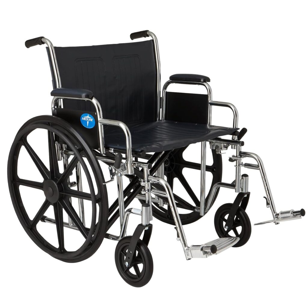 Medline Excel Extra-Wide Bariatric Wheelchair For Adults and Seniors with 24 Wide Seat, Supports up to 500 lbs