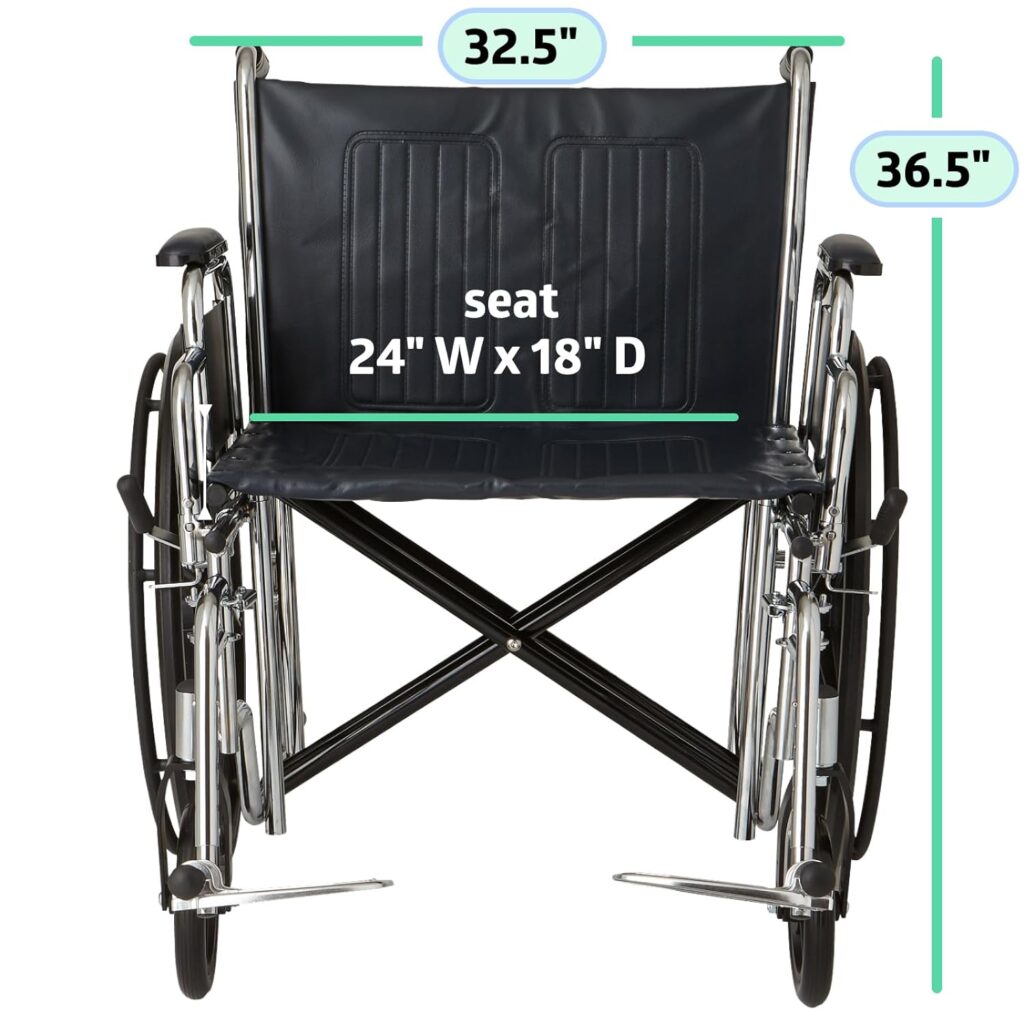 Medline Excel Extra-Wide Bariatric Wheelchair For Adults and Seniors with 24 Wide Seat, Supports up to 500 lbs