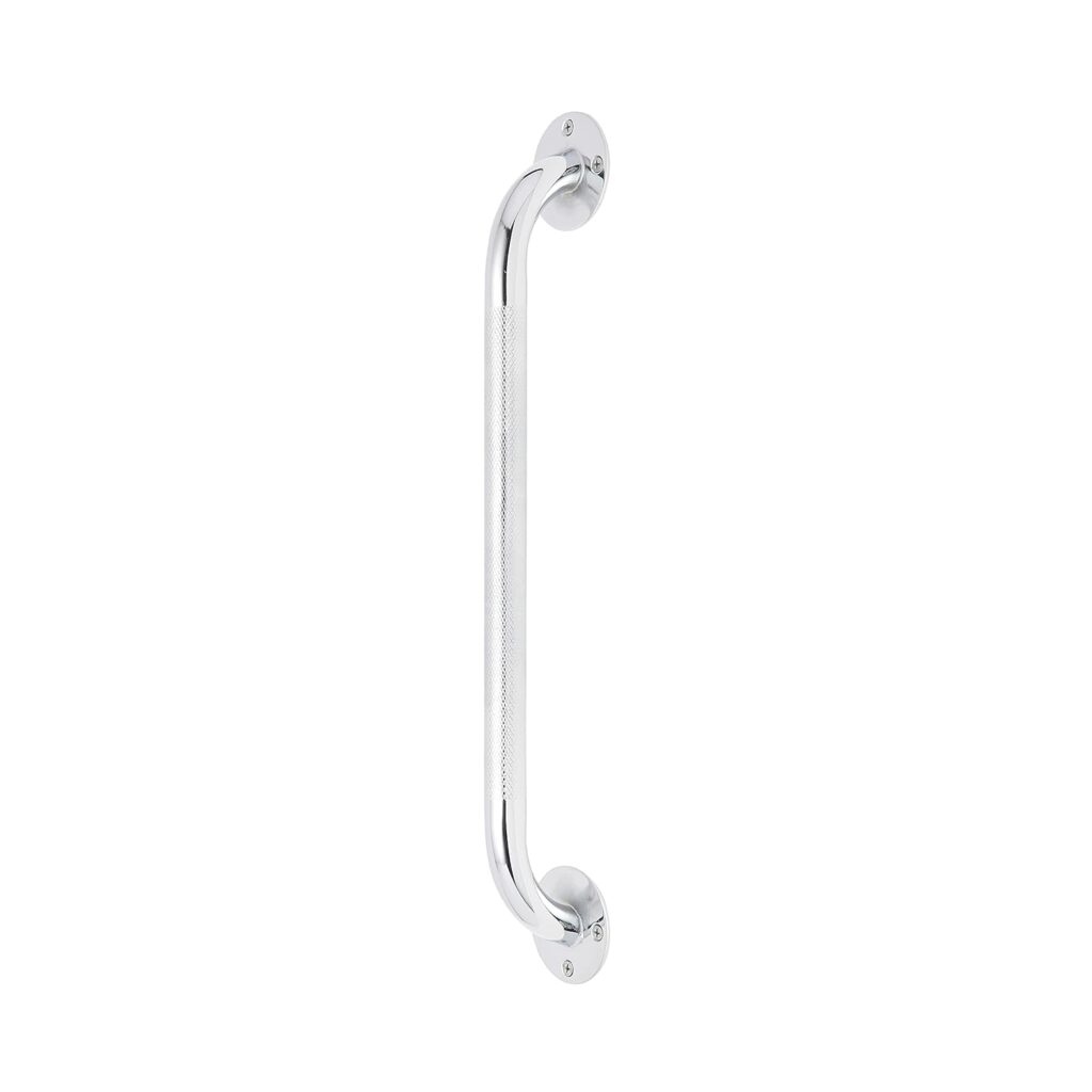 Medline Knurled Chrome 18” Grab Bar for Shower  Bathtub, Independence  Ease of Movement — for Elderly, Handicapped or Seniors, 300 lb. Capacity, 1 Bar