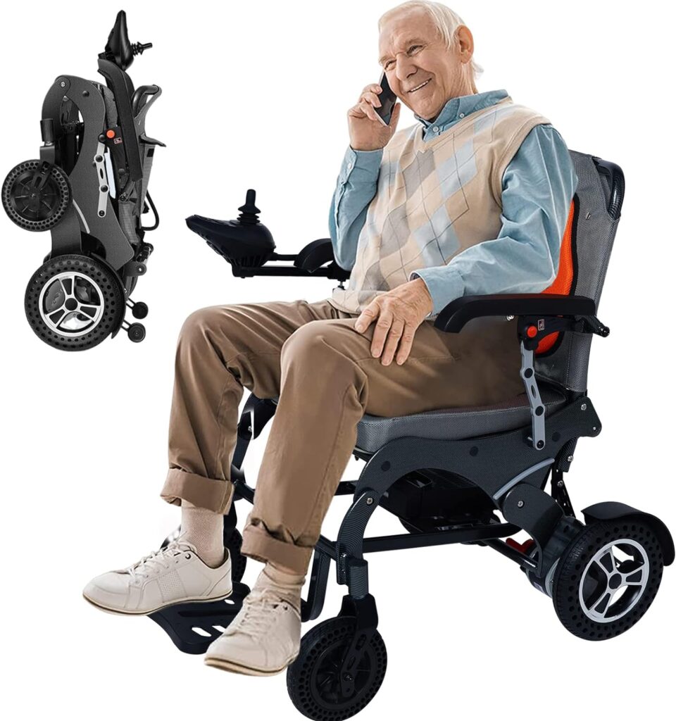 Nixlift Foldable Electric Wheelchairs for Seniors - All Terrain Motorized Wheelchair, Compact Portable, Powerful Motors, Liftable Armrests, 10AH Battery, Airline Approved