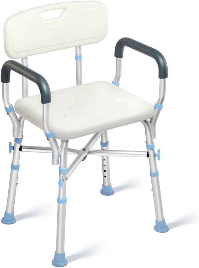 OasisSpace Shower Chair with Back 500lbs - Heavy Duty Shower Seat with Handles for Handicap, Disabled, Seniors  Elderly, Adjustable Medical Bathroom Chair for Inside Shower