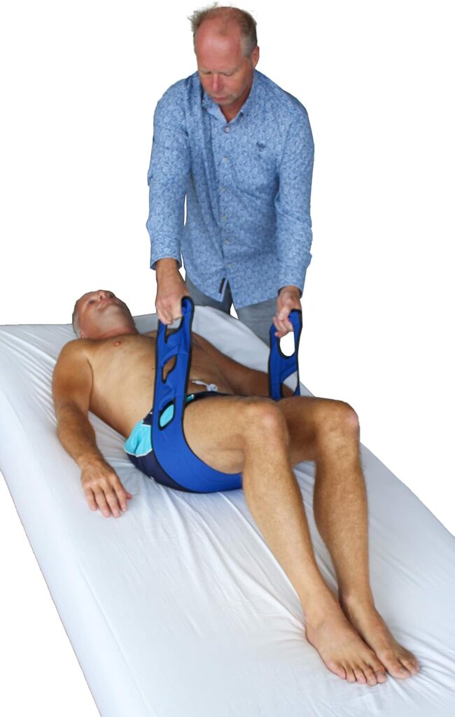 Obbomed MB-2920 Patient Lift Transfer Sling Gait Belt with Handle, Medical Nursing Safety Assist Device for Moving Seniors, Turner Elderly Disabled, bariatric Handicap, Blue, Size : 46.5” x 7.1”