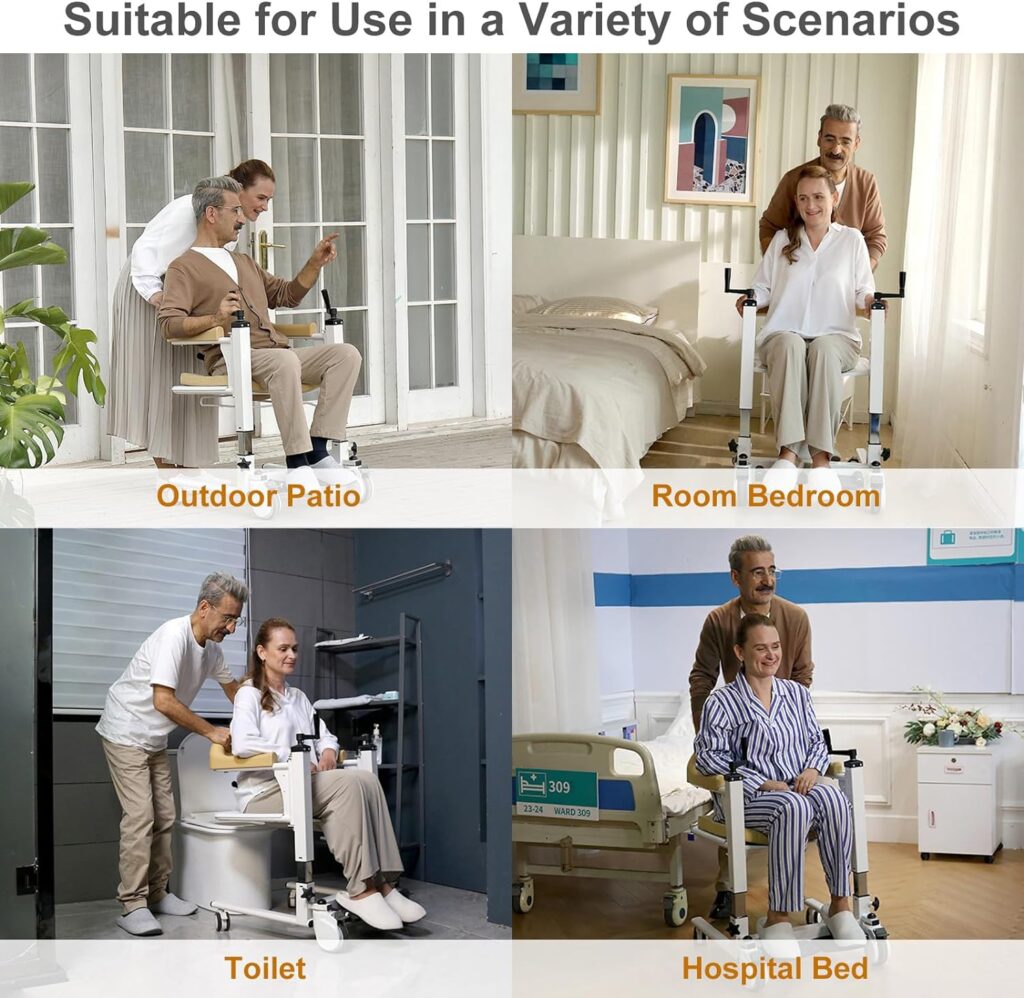 Patient Lift Transfer Chair for Home, 4 in 1 Portable Transfer Chair for Adults, Elderly, or Senior Living, Bed to Toilet Transfer Wheelchair, Easy Use - Ships from USA - Weight Capacity 290 lb