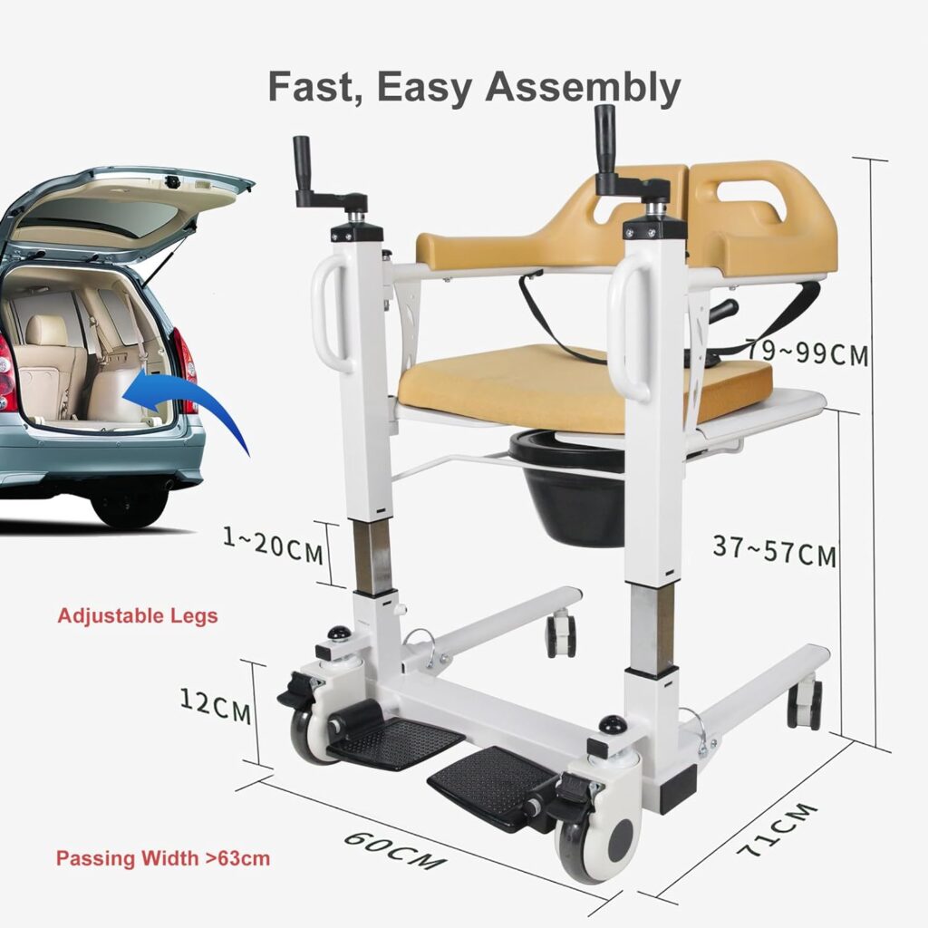 Patient Lift Transfer Chair for Home, 4 in 1 Portable Transfer Chair for Adults, Elderly, or Senior Living, Bed to Toilet Transfer Wheelchair, Easy Use - Ships from USA - Weight Capacity 290 lb