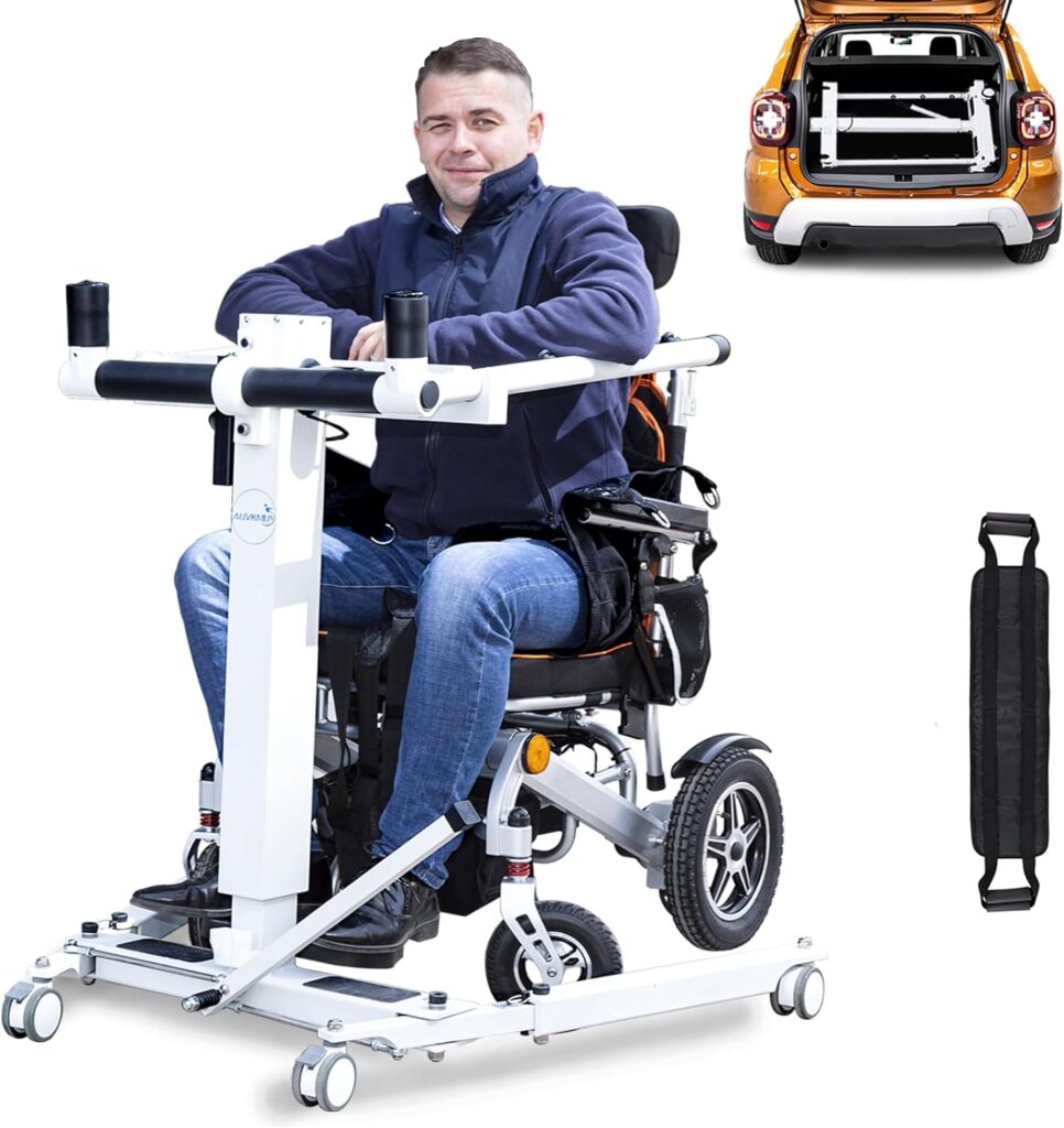 Patient Lift Transfer Chair,Portable Electric Patient Lift for Home,Folding Patient Lift for Car, Wheelchair Lift Aid Lift Chairs,Transfer Chairs for Seniors/Handicap-Max Load 290lb