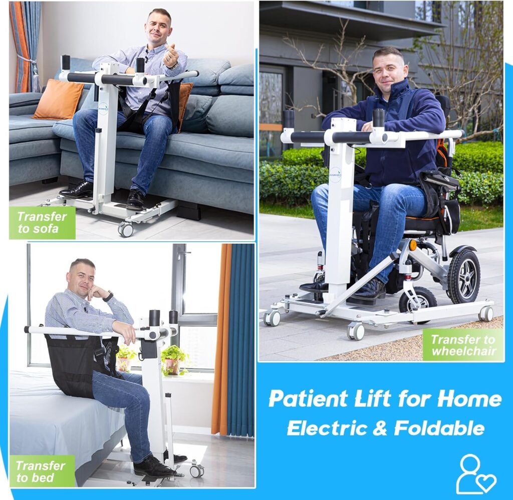 Patient Lift Transfer Chair,Portable Electric Patient Lift for Home,Folding Patient Lift for Car, Wheelchair Lift Aid Lift Chairs,Transfer Chairs for Seniors/Handicap-Max Load 290lb