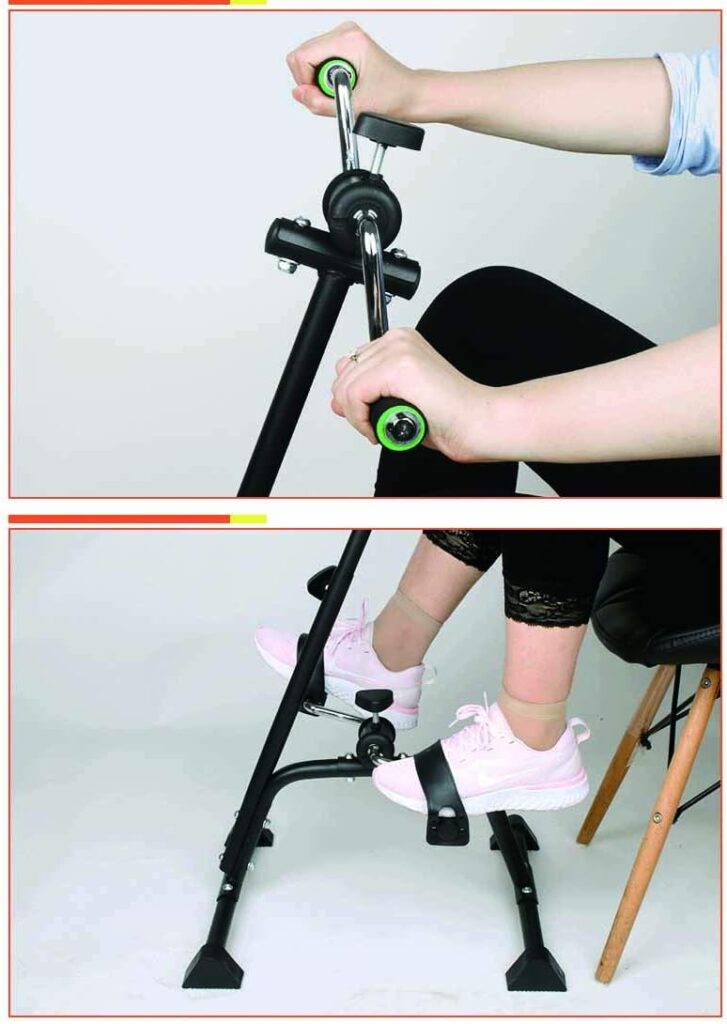 Pedal Exerciser Bike Hand Arm Leg and Knee Peddler Adjustable Fitness Equipment for Seniors, Elderly Home Pedal Exercise Bike for Total Body, with Gift Box