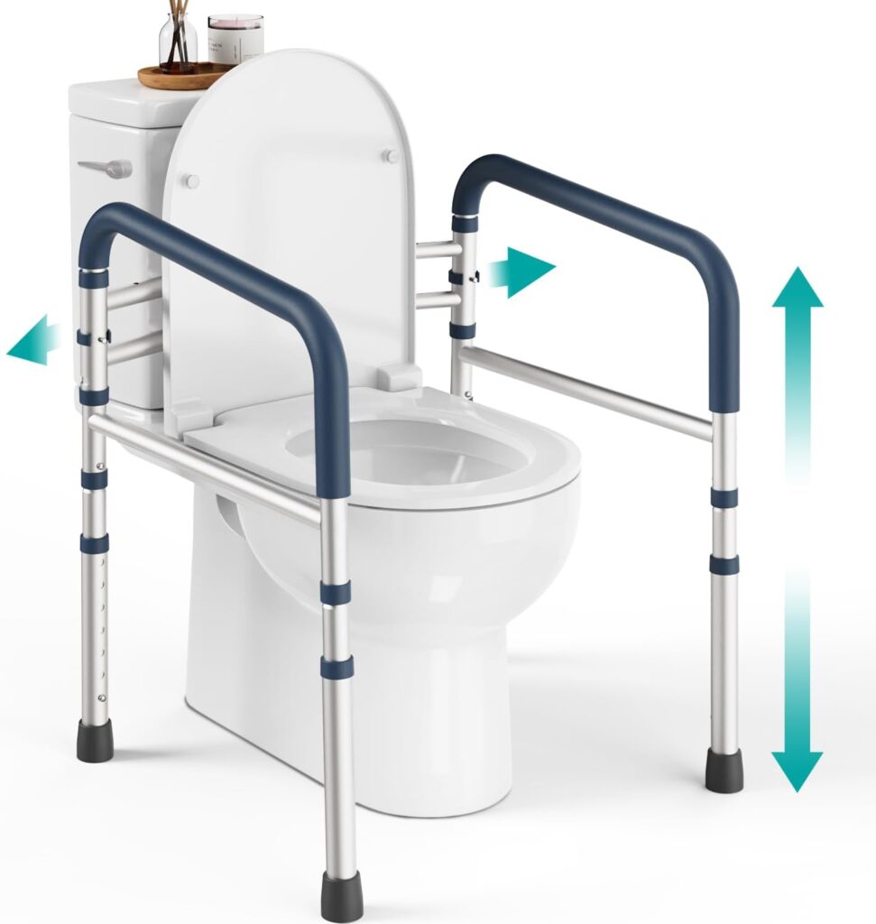 PELEGON Toilet Safety Rails (350 lb) - Adjustable Toilet Safety Frame  Rails, Toilet Safety Rail for Elderly Adults, Toilet Handles for Seniors, Toilet Bars for Elderly, Disabled  Handicap