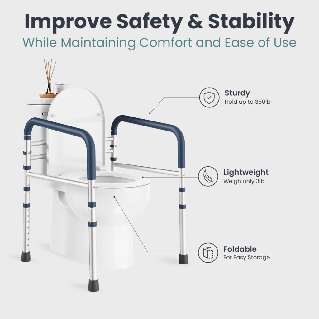 PELEGON Toilet Safety Rails (350 lb) - Adjustable Toilet Safety Frame  Rails, Toilet Safety Rail for Elderly Adults, Toilet Handles for Seniors, Toilet Bars for Elderly, Disabled  Handicap