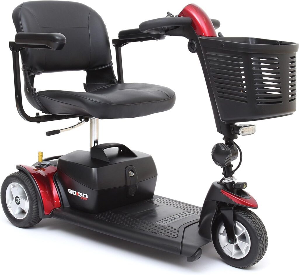 Pride Go-Go Sport 3 Wheel Mobility Scooter - Motorized Electric Medical Carts for Seniors, Handicapped, or Disabled Adults