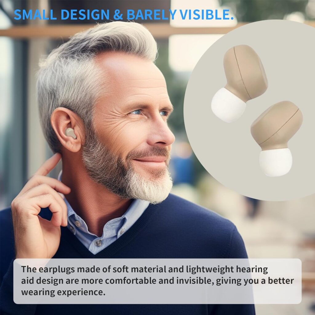 Rechargeable Hearing Aids, Hearing Aids for Seniors Adults In Ear Hearing Amplifier with Noise Cancelling Magnetic Contact Charging Case with LED Power Display Mini Hearing Aids