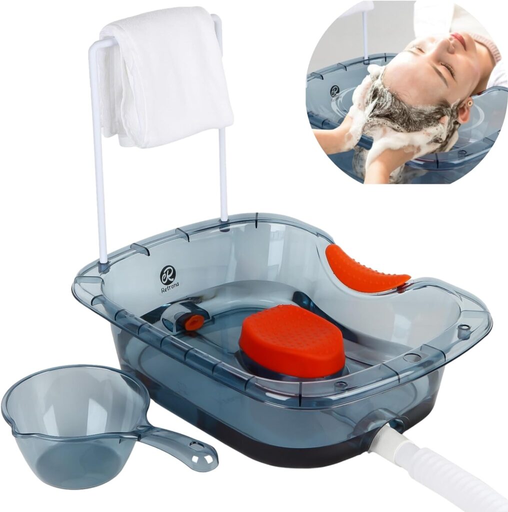 Retrona Hair Washing Basin for Bedridden - Portable Shampoo Bowl and Basin at Home for the Elderly - Hair Washing Tray for Seniors and Disabled Patients in Bed