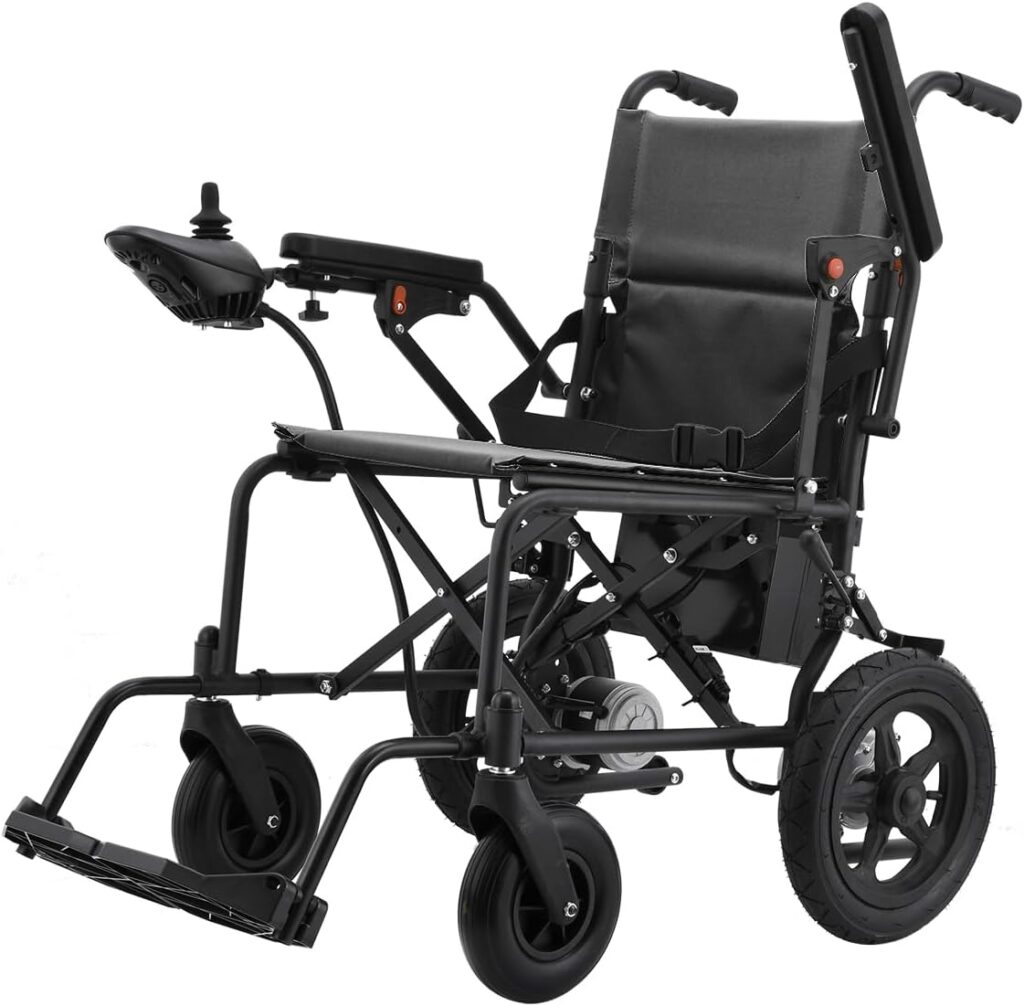 Rubicon DX02- Lightweight Foldable Electric Wheelchair for Seniors - Economic - 2x250W Motor Power - Travel Size - Airline Approved - User Friendly - Long Range - 12 mi Cruise Range (Model1)