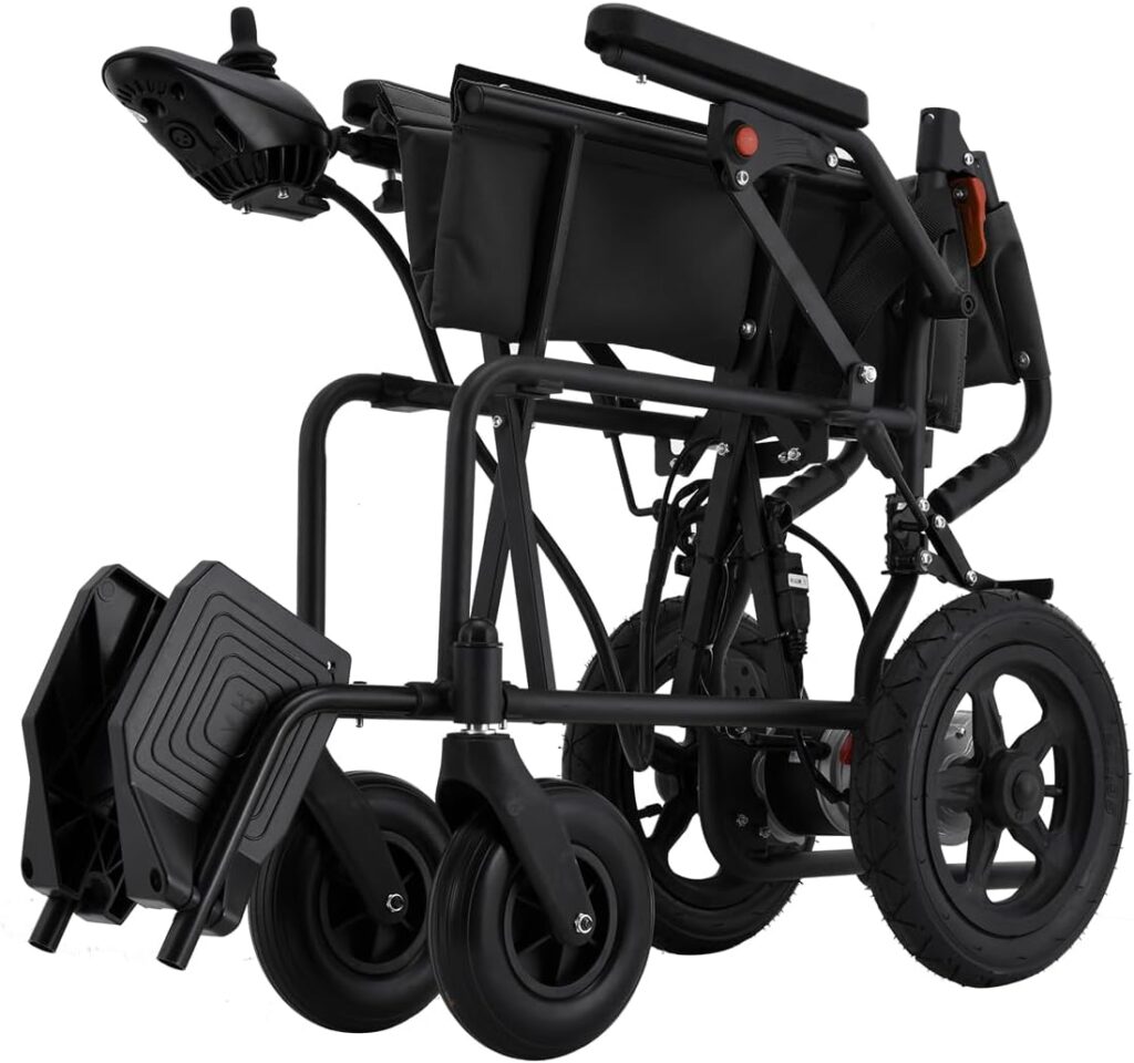 Rubicon DX02- Lightweight Foldable Electric Wheelchair for Seniors - Economic - 2x250W Motor Power - Travel Size - Airline Approved - User Friendly - Long Range - 12 mi Cruise Range (Model1)