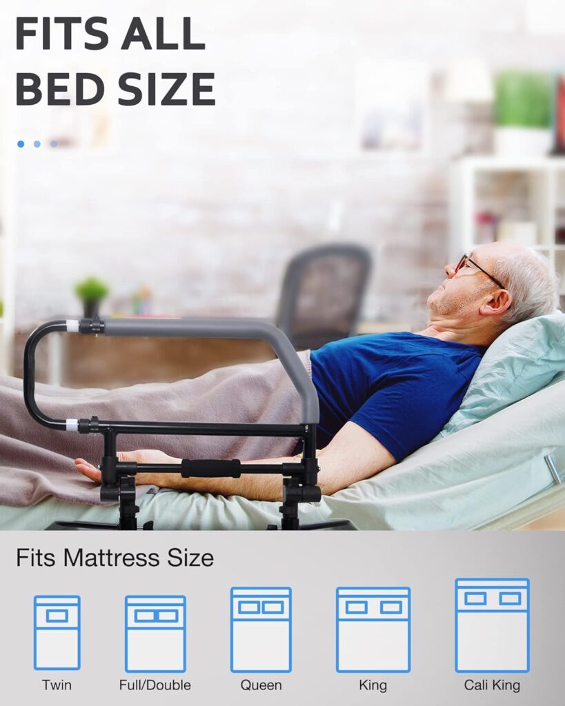 Sangohe Bed Rail for Elderly - Heavy Duty Bed Rail - Bed Rail for Elderly People Falling Out of Bed - Foldable Bed Assist Handle - Bed Rail for Senior, 504E-A