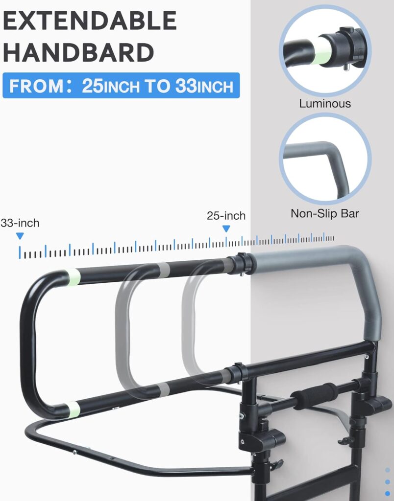 Sangohe Bed Rail for Elderly - Heavy Duty Bed Rail - Bed Rail for Elderly People Falling Out of Bed - Foldable Bed Assist Handle - Bed Rail for Senior, 504E-A