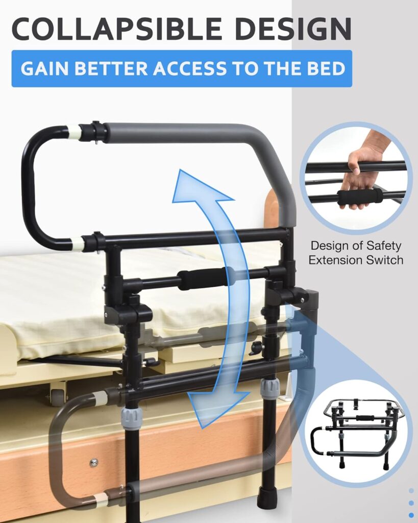 Sangohe Heavy Duty Bed Rail for Senior  Elderly and People Falling Out of Bed - Foldable Bed Assist Handle - 504E