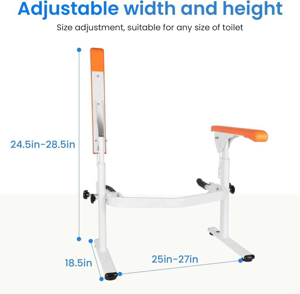 Toilet Safety Rails Adjustable Height Width,Toilet Rails Heavy Duty (520 lbs) Hand Rail,Toilet Seat Riser with Handles,Easy Installation for Handicap Senior Bariatrics,