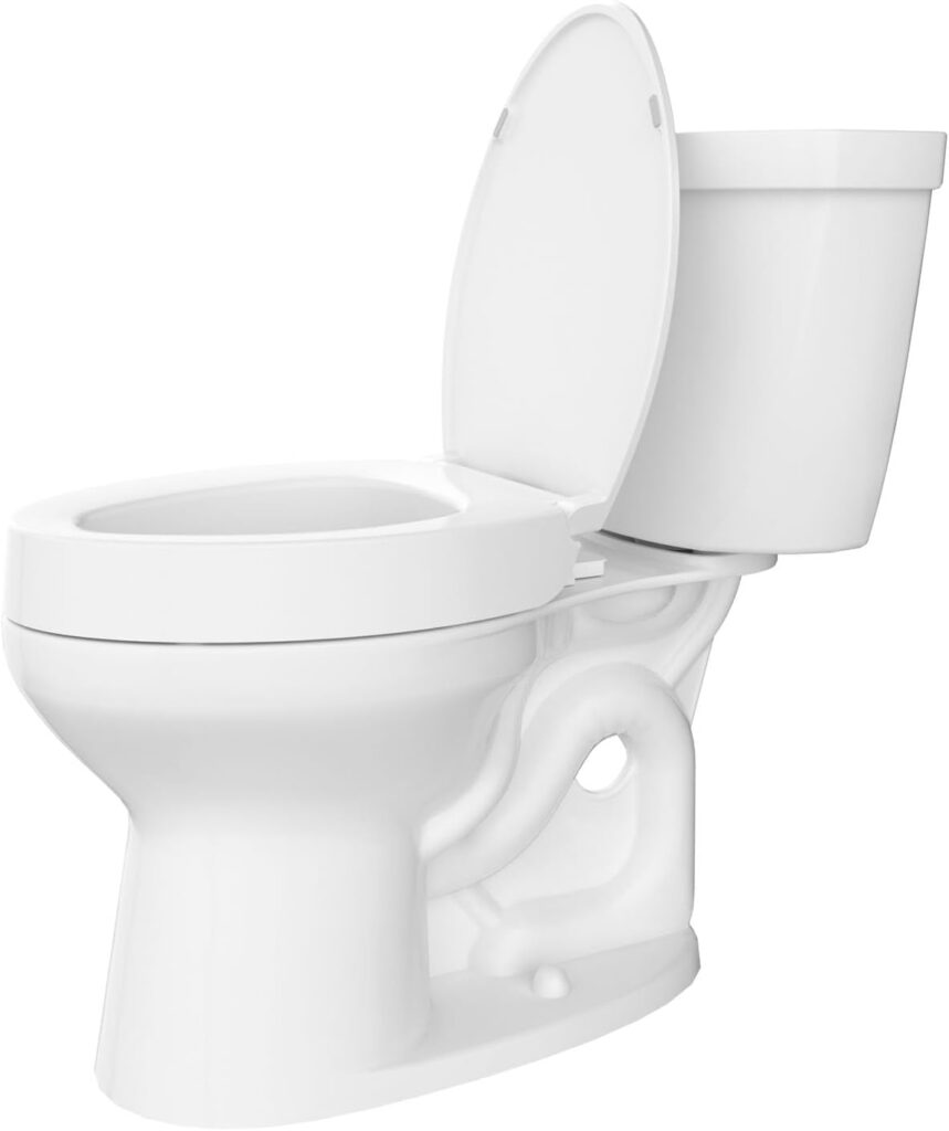 Toilet Seat Risers for Seniors, 3 Elongated Raised Toilet Seat for Elderly and Handicap, Elevated Slow Close Toilet Seat, Never Loosen, Oval, Plastic, White