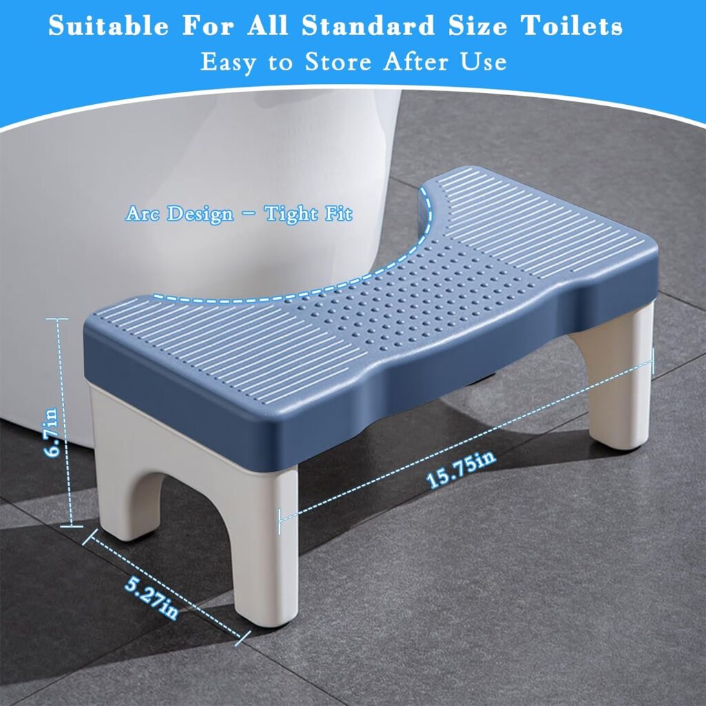 Toilet Stool Poop Stool for Adults and Children, 7 Portable Plastic Squatty Potty for Squatting Posture, Non-Slip Poop Foot Stool for Bathroom, Healthy Gift for Seniors and Kids, Easy to Wash (Blue)