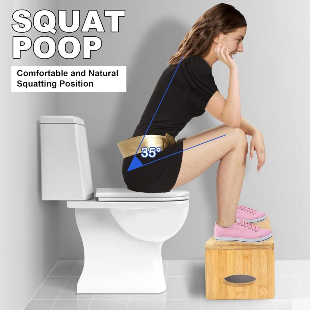 Toilet Stool,7 Inches Foldable Bamboo Squat Poop Stool for Children Adults Seniors,Ergonomic Design for Comfortable Squatting,Sturdy Potty Stool for Bathroom Toilet.