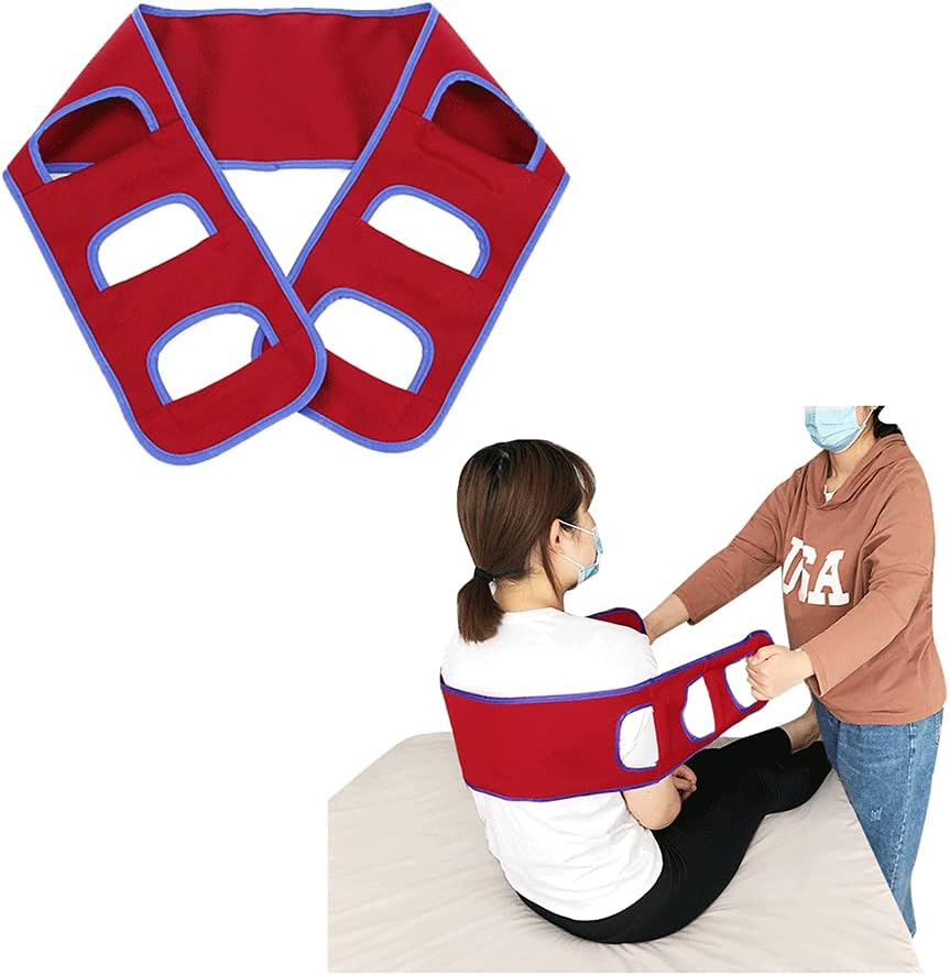 Transfer Board Belt for Wheelchair Transfer and Lifting Seniors Elderly Gait Belts with Handles Disabled Patient Turning Device Home Care Medical Safety Lift Assist Sling (Red)