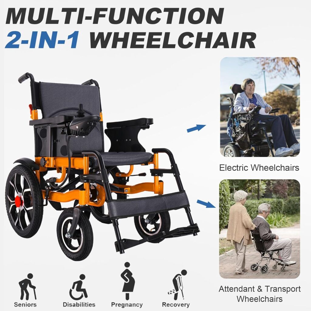 Tripaide 3In1 Lightweight Electric Wheelchair Foldable with 50cm Wide Seat Support 260lbs, All Terrain Power Motorized Wheelchairs for Adults and Seniors