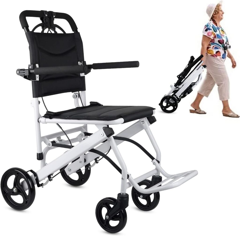 Tripaide Ultra Light Transport Wheelchairs for Seniors Weight Only 16lbs, Travel Wheelchairs for Adults Lightweight Foldable Support 180lbs, Compact Aluminum Wheelchair Portable for Elderly