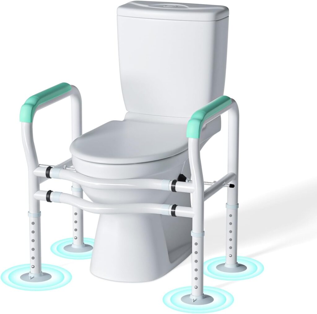 Tutuosto Toilet Safety Rails for Elderly, Sturdy and Adjustable Toilet Handles for Seniors and People with Limited Mobility, Safety Frame,Toilet Assistance