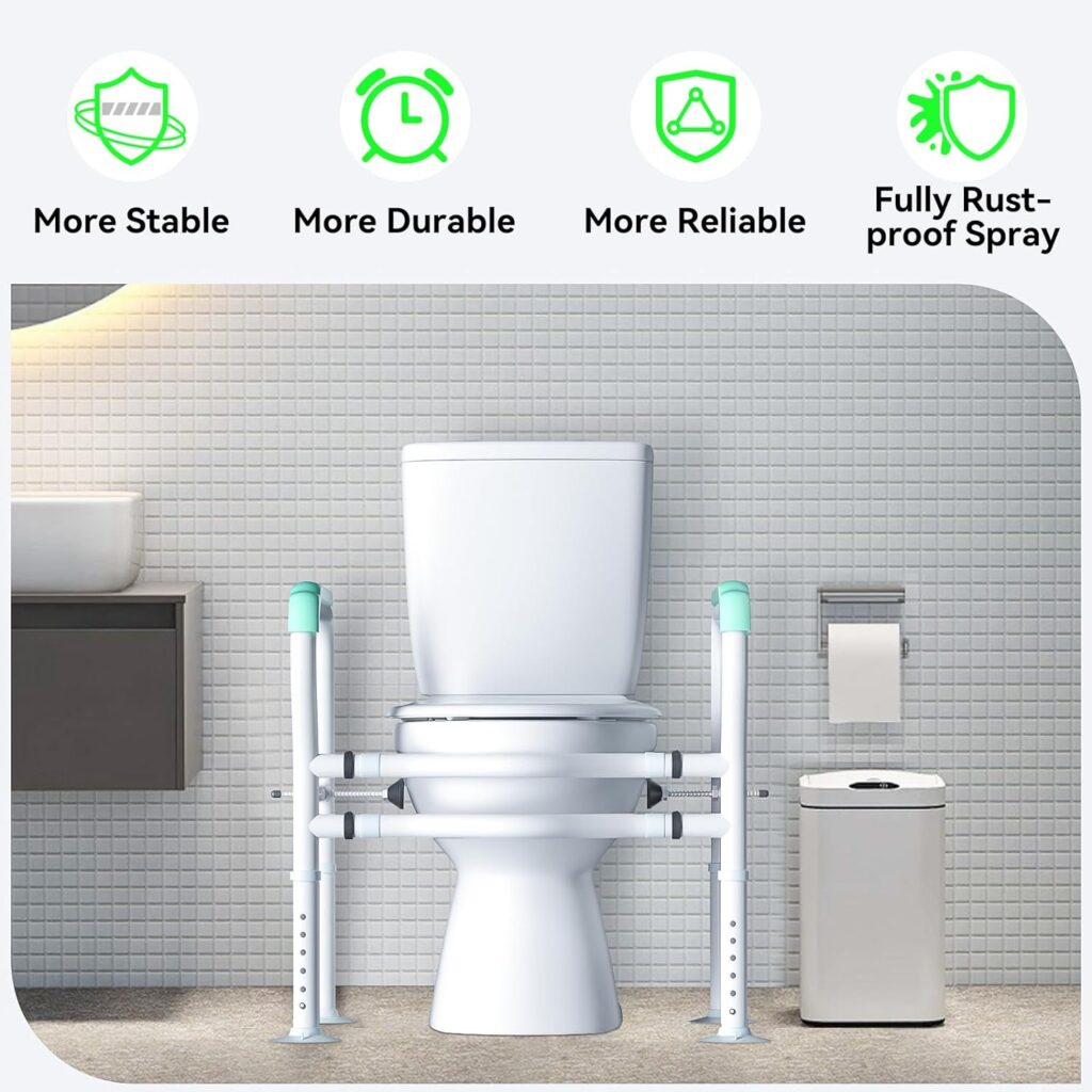 Tutuosto Toilet Safety Rails for Elderly, Sturdy and Adjustable Toilet Handles for Seniors and People with Limited Mobility, Safety Frame,Toilet Assistance