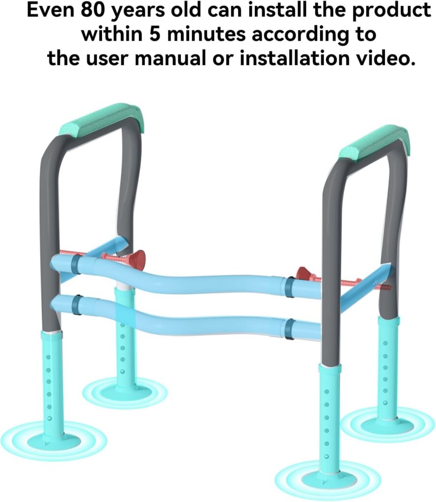 Tutuosto Toilet Safety Rails for Elderly, Sturdy and Adjustable Toilet Handles for Seniors and People with Limited Mobility, Safety Frame,Toilet Assistance