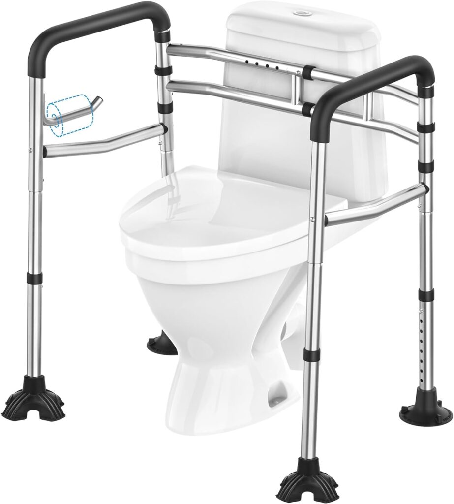 UGarden Upgraded Toilet Safety Rail, Stainless Steel Toilet Rail, 350LBS Toilet Rails for Seniors, Adjustable  Detachable Safety Frame for Toilet, Toilet Frame for Elderly Adults - Fits Most Toilets