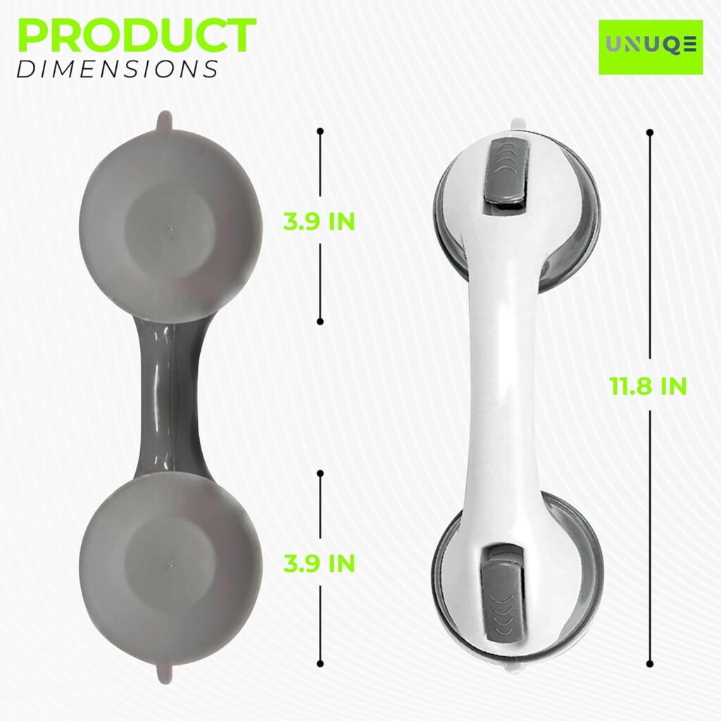 UNUQE Shower Grab Bars, Shower Handles, 12 inch Bath Safety Suction Grab Bars Bathtub Accessory, Balance Assist for Bathroom, Seniors Elderly Handicap and Children, Portable and Rapid Release (2 Pack)