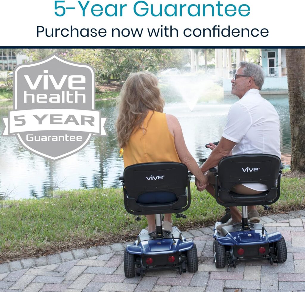 Vive 3 Wheel Mobility Scooter - Electric Powered Mobile Wheelchair Device for Adults - Folding, Collapsible and Compact for Travel - Long Range Power Extended Battery with Charger and Basket Included