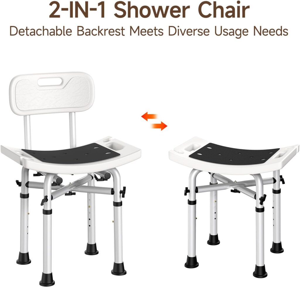 WAYES Shower Chair with Back, Cross-Brace Support, 500lbs, Tool-Free Assembly, Height Adjustable Bathtub Chair for Elderly, Shower Stool Fit for Standard Bathtub and Small Barthtub