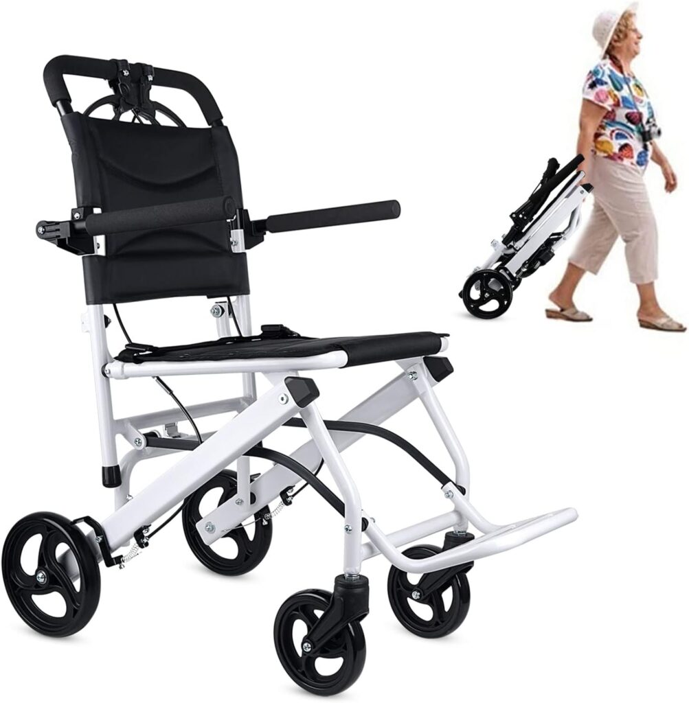 WEYRAL Worlds Lightest (Only 16lbs) Portable Transit Travel Wheelchair, Folding Transport Wheelchairs for Adults and Seniors Support 220lbs, Lightweight Aluminum Wheelchair for Elderly