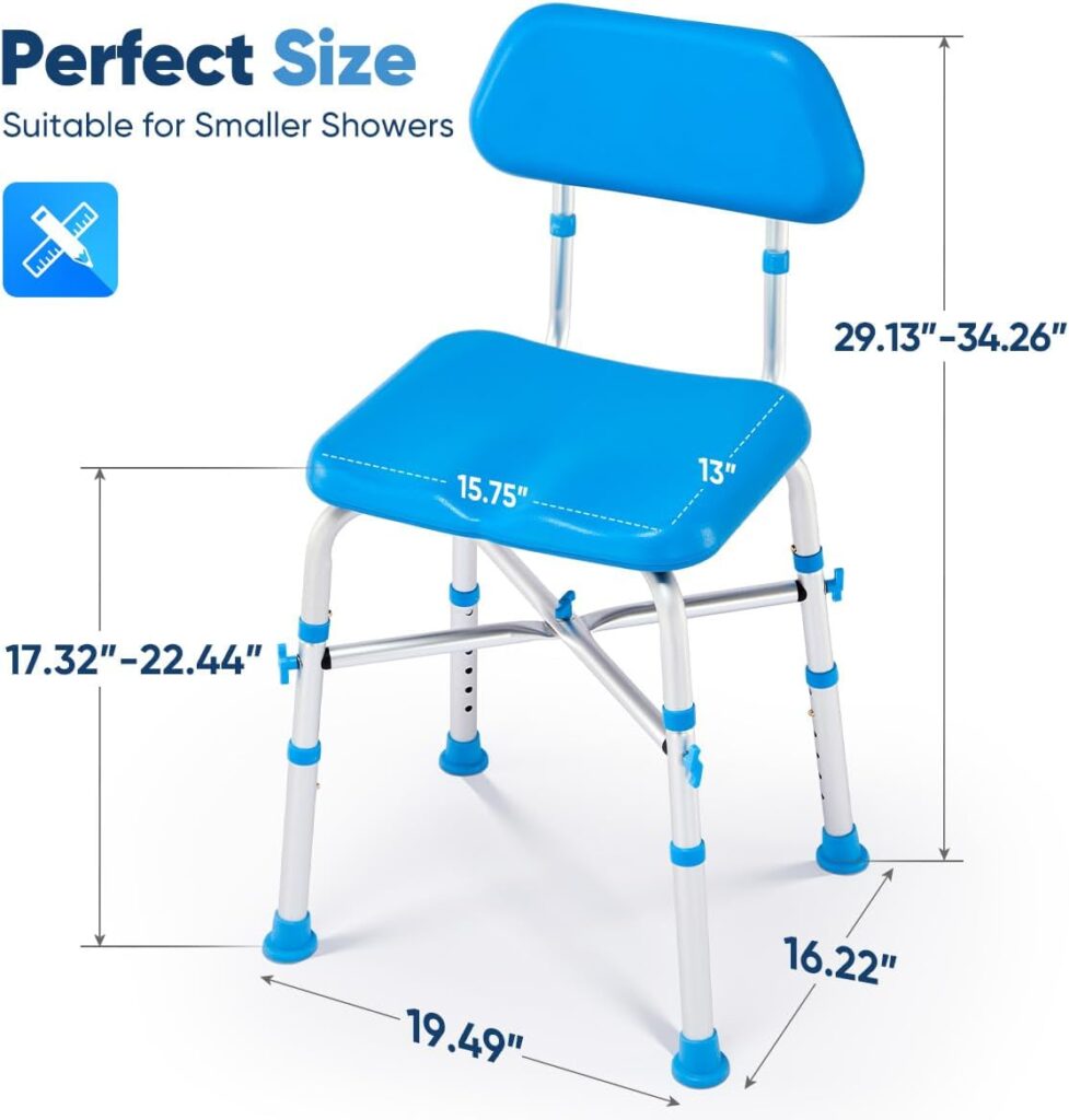 Zler Heavy Duty Shower Chairs with Back 500 lbs, Padded Bathroom Chair for Inside Shower - Medical Tool-Free Anti Slip Shower Chairfor Elderly, Senior, Handicap  Disabled