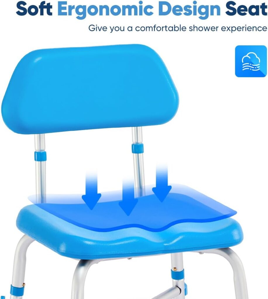 Zler Heavy Duty Shower Chairs with Back 500 lbs, Padded Bathroom Chair for Inside Shower - Medical Tool-Free Anti Slip Shower Chairfor Elderly, Senior, Handicap  Disabled