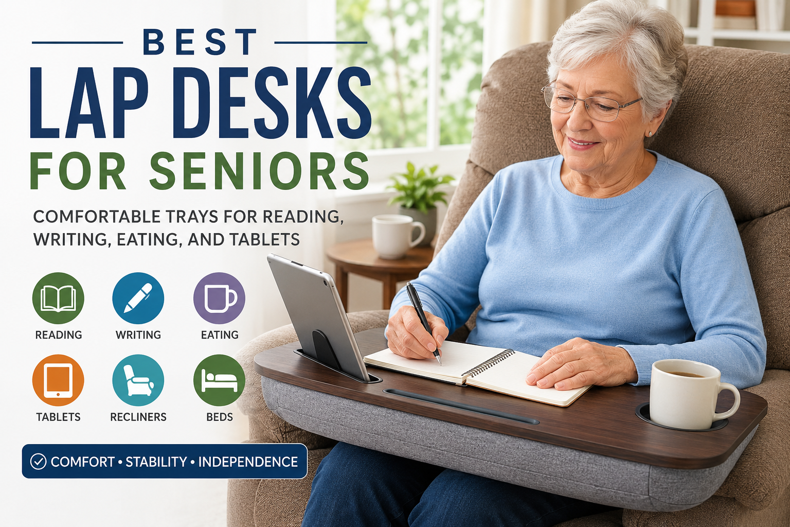 Best Lap Desks for Seniors: Reading, Writing, Eating & Tablets