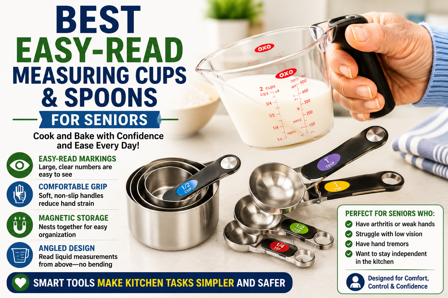 Best Easy-Read Measuring Cups and Spoons for Seniors